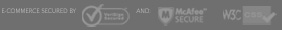 VeriSign Secured, McAfee Secure, W3C CSS compliant